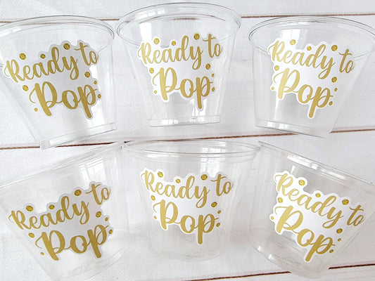 Ready to pop, pregnancy party cups, baby shower cups
