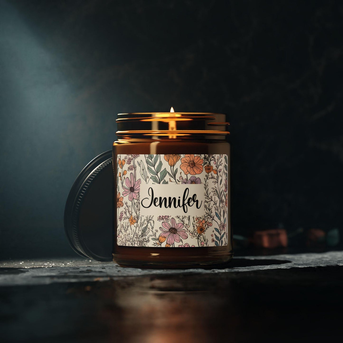 Personalized Wildflower Scented Soy Candle, Custom Name Candle, Birth Flowers, Gift for Her, Unique Gift Idea, Floral Candle, Customized