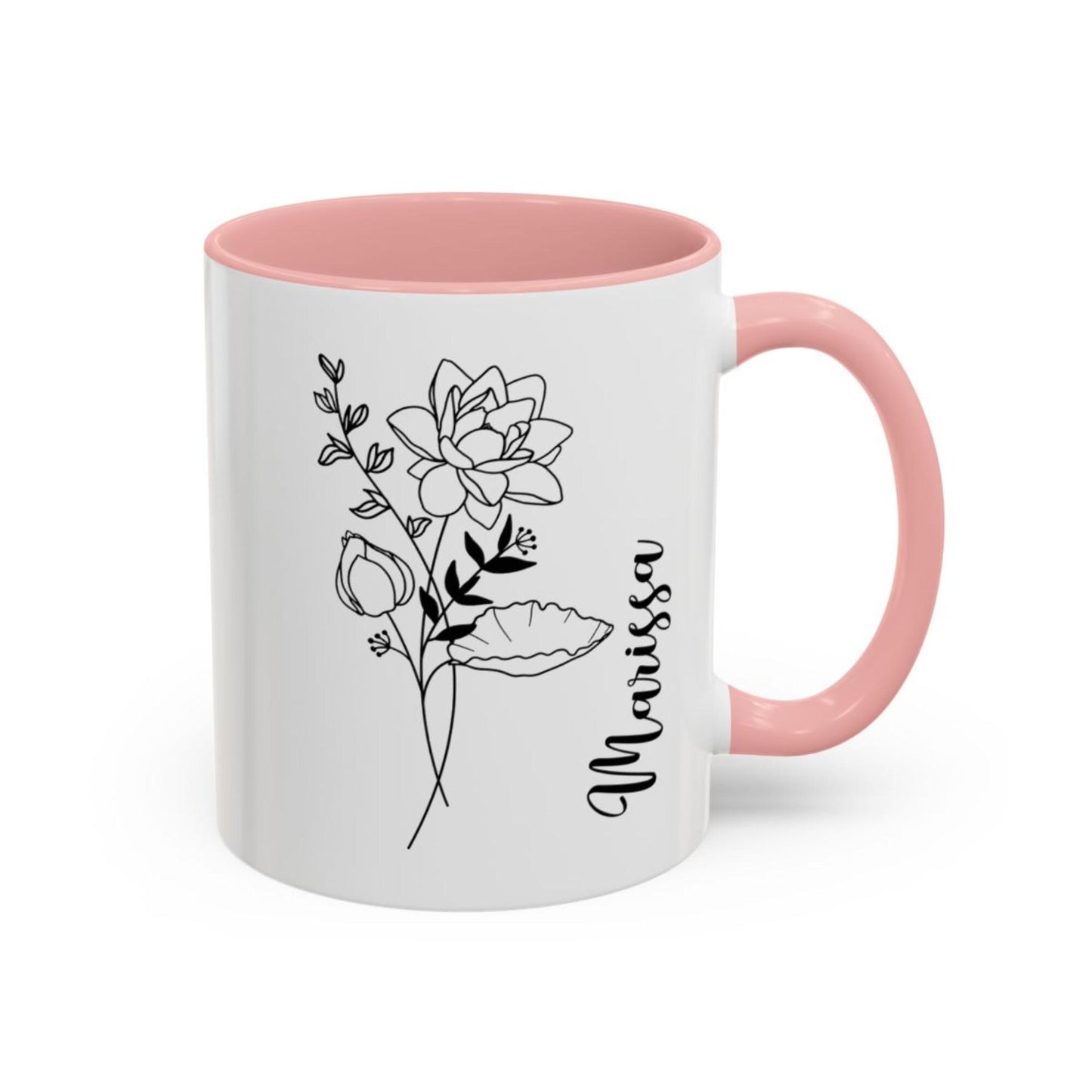 Personalized Birth Flower Coffee Cup With Name, Personalized Birth Flower Mug, Gift for Her, Bridesmaid Proposal Gift, Party Favor Gift Mug