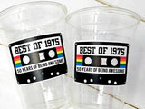50th BIRTHDAY PARTY CUPS 50th Party Decorations 50th Party Favors 50th Birthday Cassette Tape Cups Best of 1975 Birthday Party Vintage 1975