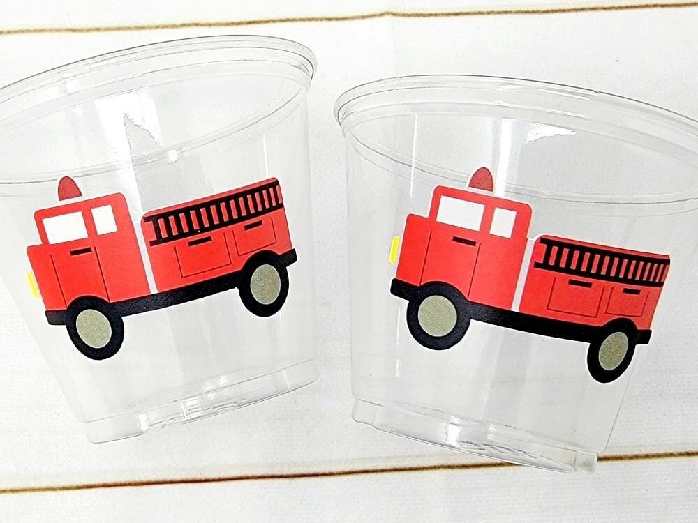 Firetruck Birthday, Firetruck Cups, Firetruck Party, Firetruck Favors, Firetruck Decorations