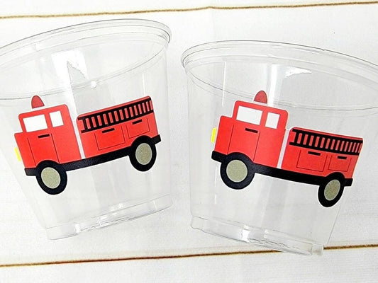 Firetruck Birthday, Firetruck Cups, Firetruck Party, Firetruck Favors, Firetruck Decorations