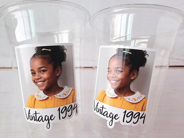 Custom Plastic Party Cups Personalized Party Cups Personalized 40th Birthday Cups Vintage 40th Cups 1984 Custom Face Party Cups Decorations