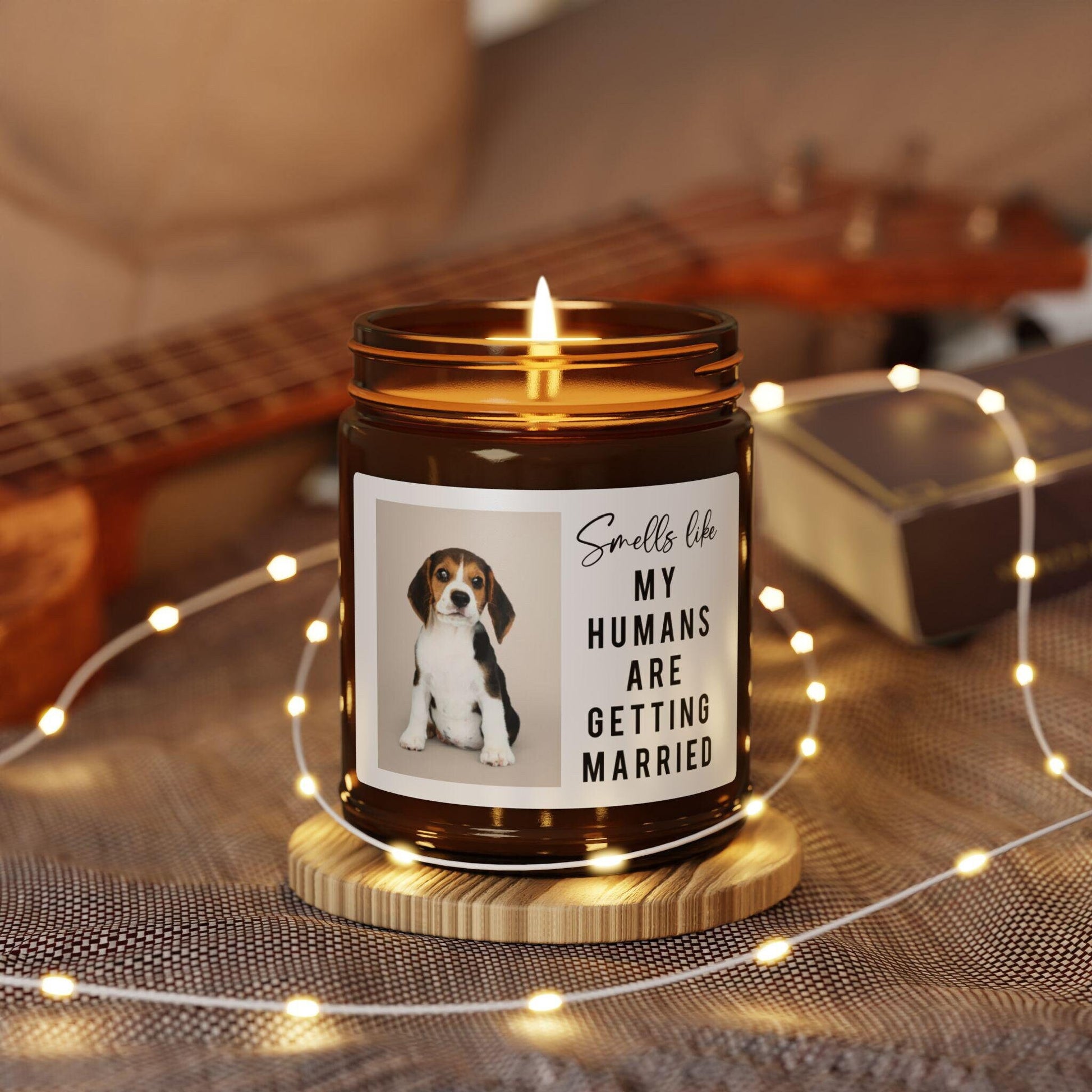 Dog Parents Engagement Gift, Custom Pet Photo, She Said Yes Gift, Dog Mom, Dog Dad, Bridal Gift, Personalized Amber Jar Candle, Soy Candles, My Humans Are Getting Married, Mom is getting Married, Smells Like Candles