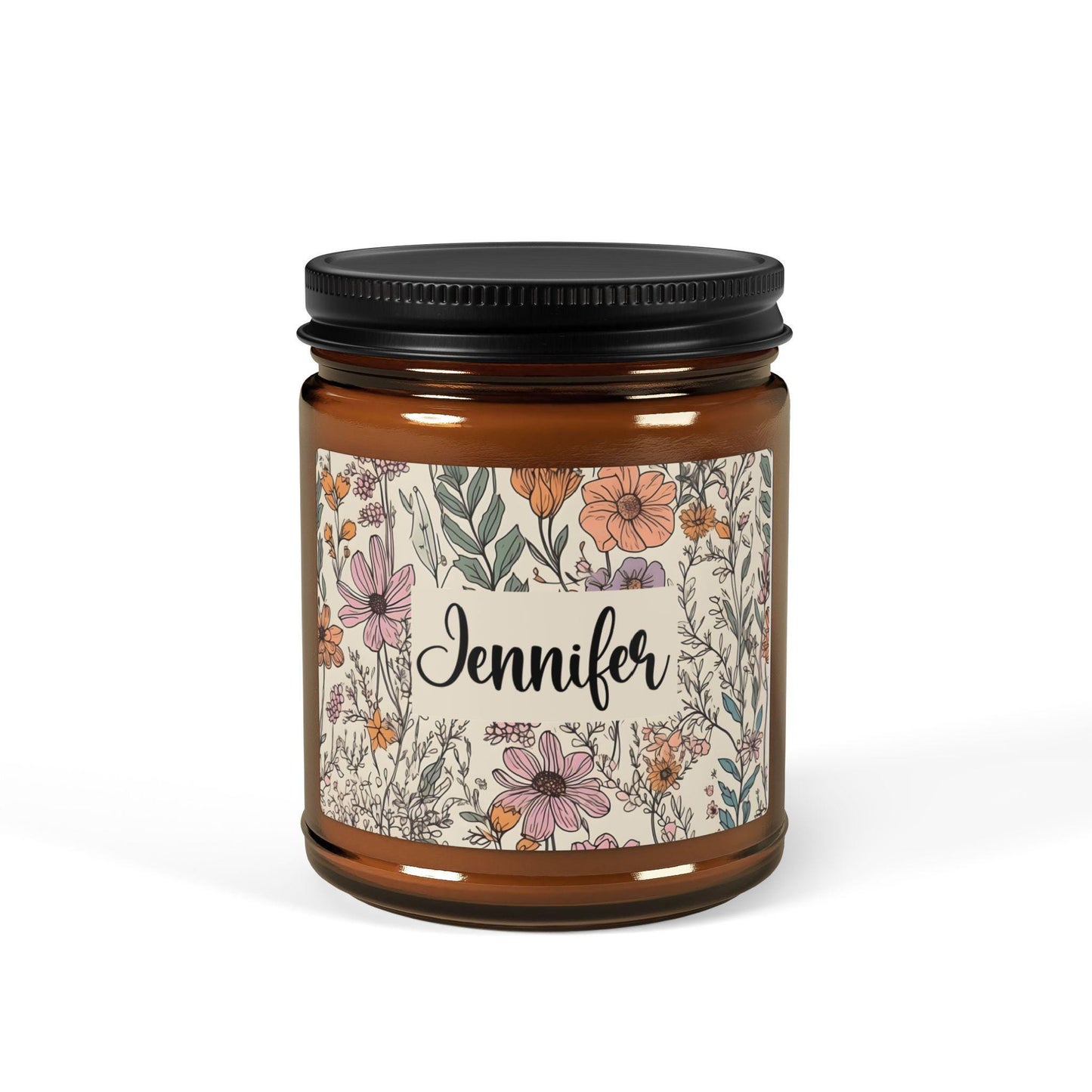 Personalized Wildflower Scented Soy Candle, Custom Name Candle, Birth Flowers, Gift for Her, Unique Gift Idea, Floral Candle, Customized