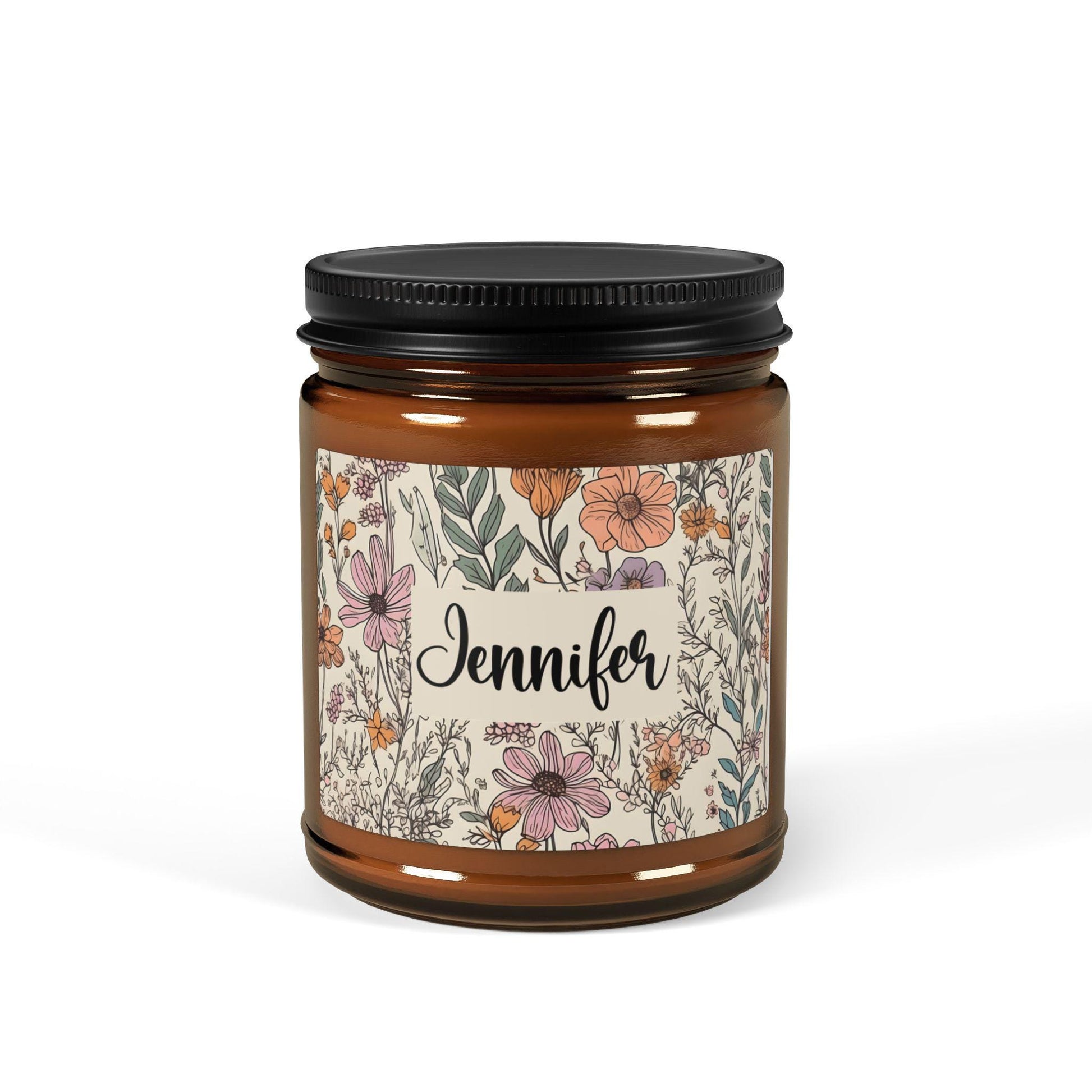 Personalized Wildflower Scented Soy Candle, Custom Name Candle, Birth Flowers, Gift for Her, Unique Gift Idea, Floral Candle, Customized