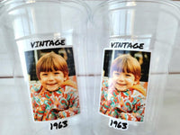 Custom Plastic Party Cups Personalized Party Cups Personalized 40th Birthday Cups Vintage 40th Cups 1984 Custom Face Party Cups Decorations