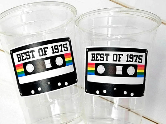 50th PARTY CUPS 50th Birthday Decoration 50th Party Favors 50th Party 50th Birthday Cassette Tape Party Best of 1975 Birthday Vintage 1975