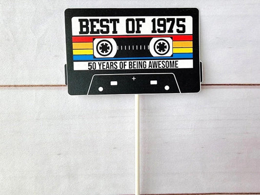 1975 CAKE TOPPER Cassette Tape Cake Topper Best of 1975 Cake Topper 50th Birthday Cake Topper 50th Party Decorations 50th Vintage 1975 Party