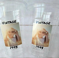 Custom Plastic Party Cups Personalized Party Cups Personalized 40th Birthday Cups Vintage 40th Cups 1984 Custom Face Party Cups Decorations