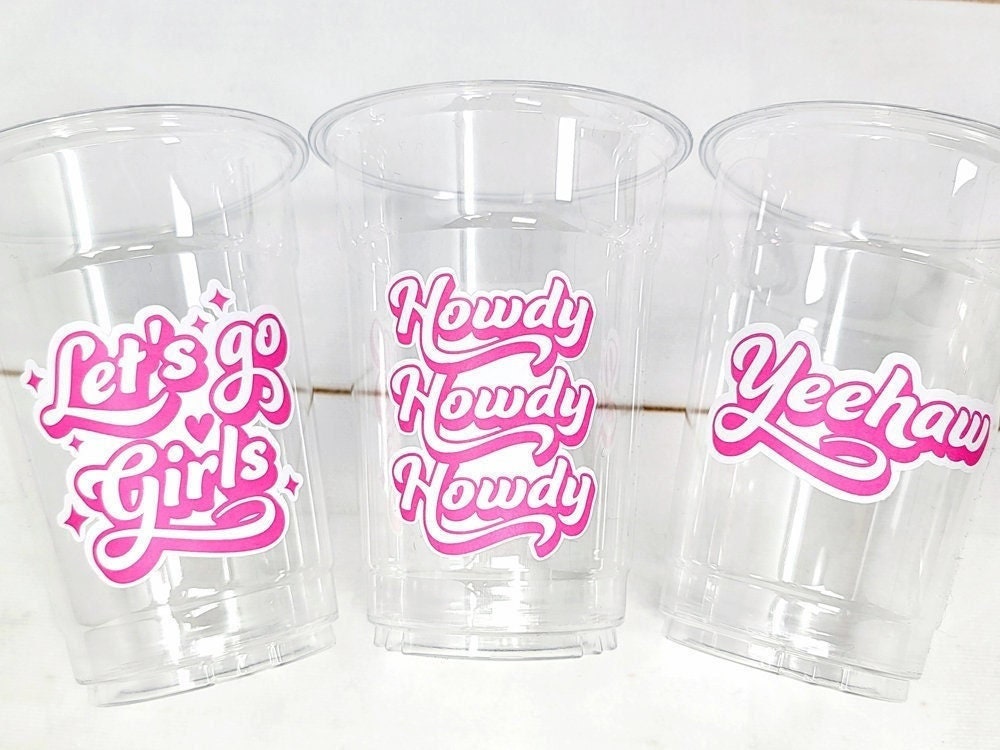 COWGIRL PARTY CUPS - Cowgirl Cups Cowgirl Party Decorations Cowgirl Bachelorette Party Cowgirl Hat Birthday Rodeo Party Cups Let's Go Girls
