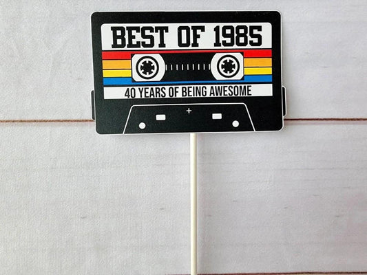 40th CAKE TOPPER Cassette Tape Cake Topper Best of 1985 Cake Topper 40th Birthday Cake Topper 40th Party Decorations 40th Vintage 1985 Party