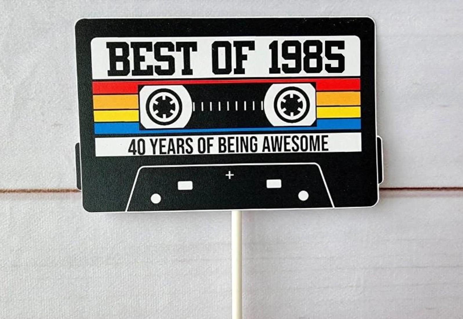 40th CAKE TOPPER Cassette Tape Cake Topper Best of 1985 Cake Topper 40th Birthday Cake Topper 40th Party Decorations 40th Vintage 1985 Party