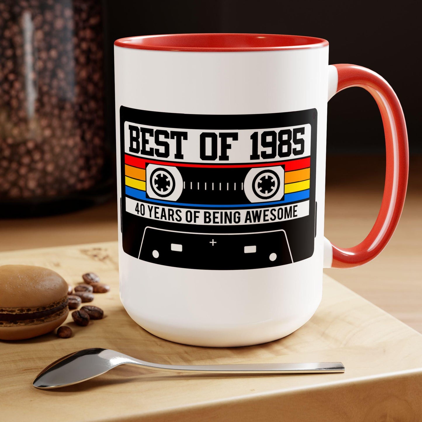 40th BIRTHDAY MUG 40th Party Decorations 40th Party Favors 40th Birthday Gift Cassette Tape Mug Best of 1985 Birthday Vintage 1985 - 15oz