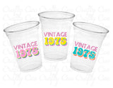 50th PARTY CUPS - 50 and Fabulous 50th Birthday Party 50th Birthday Favors Vintage 1975 Cups 50th Party Decorations 1975 Birthday Party Cups