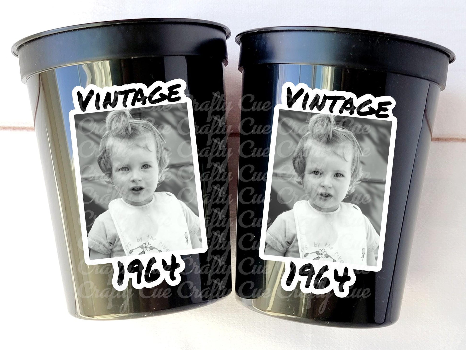 Custom Photo Cups, Custom Picture Cups, Photo Cups, Vintage 30th, Vintage 40th, Vintage 50th, Photo Cups, Happy Birthday, Party Favors, Custom Cups, Picture Cups, Cups with Pictures, Est. Cups, Birthday Cups, Party Cups, Birthday Party Favors, Reusuable Cups, Party Favors