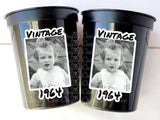 Custom Photo Cups, Custom Picture Cups, Photo Cups, Vintage 30th, Vintage 40th, Vintage 50th, Photo Cups, Happy Birthday, Party Favors, Custom Cups, Picture Cups, Cups with Pictures, Est. Cups, Birthday Cups, Party Cups, Birthday Party Favors, Reusuable Cups, Party Favors
