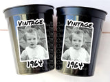 Custom Photo Cups, Custom Picture Cups, Photo Cups, Vintage 30th, Vintage 40th, Vintage 50th, Photo Cups, Happy Birthday, Party Favors, Custom Cups, Picture Cups, Cups with Pictures, Est. Cups, Birthday Cups, Party Cups, Birthday Party Favors, Reusuable Cups, Party Favors