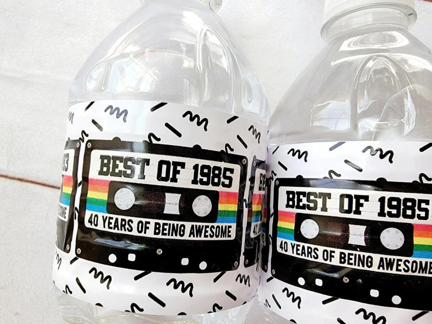 40th Birthday Water Bottle Labels 40th Birthday Water Bottle Favors 1985 Cassette Tape Water Bottle Labels 1985 Favors Vintage 1985