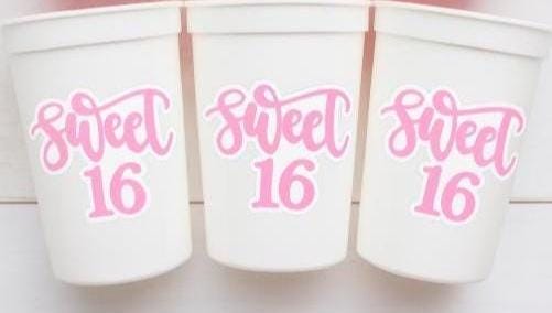 SWEET 16 PARTY Cups - Reuseable Sweet Sixteen Party Cups Sweet 16 Party Cups Sweet 16 Party Favors Sweet 16 Party Favors 16th Birthday Party