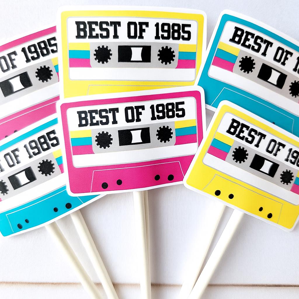 40th Birthday Party Cupcake Toppers - Cassette 40th Birthday Cupcake Toppers Best of 1985 Birthday Vintage 40th Birthday 40th Birthday Party