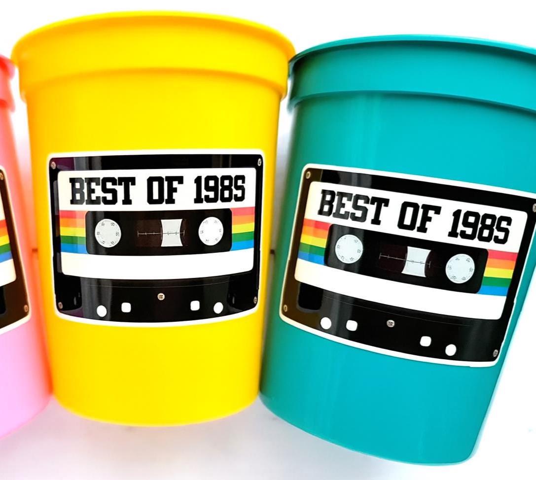 40th PARTY CUPS - Best of 1985 40th Birthday Party 40th Birthday Favors 40th Party Cups 40th Party Decorations 1985 Birthday 80's Party Cups