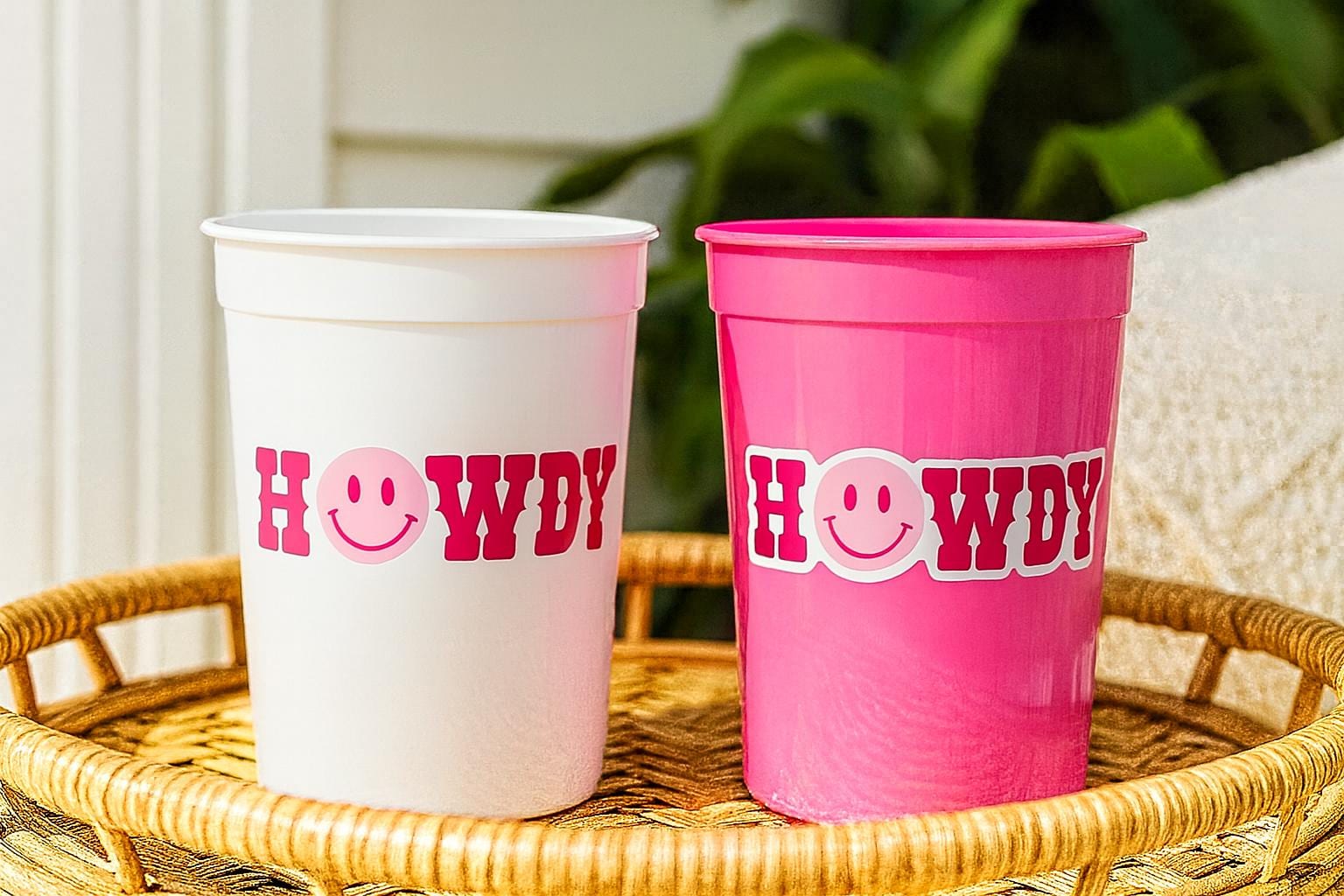 COWGIRL PARTY CUPS Cowgirl Cups Cowgirl Party Decorations Cowgirl Bachelorette Party Cow Print Hat Happy Face Rodeo Howdy Let's Go Girls