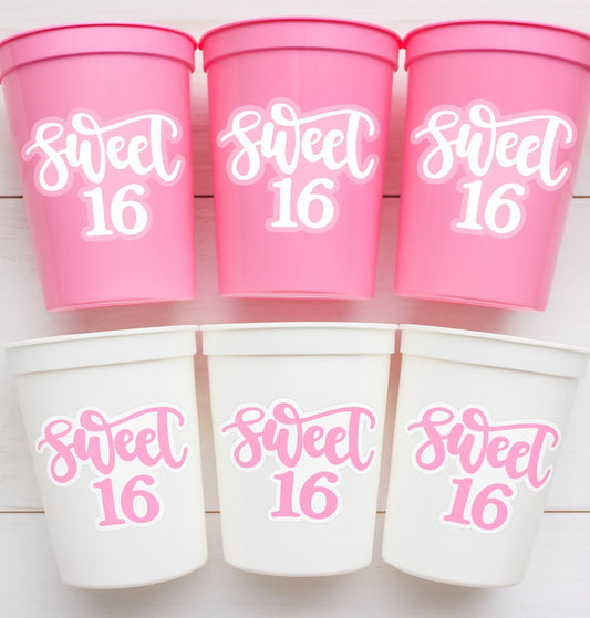 SWEET 16 PARTY Cups - Reuseable Sweet Sixteen Party Cups Sweet 16 Party Cups Sweet 16 Party Favors Sweet 16 Party Favors 16th Birthday Party