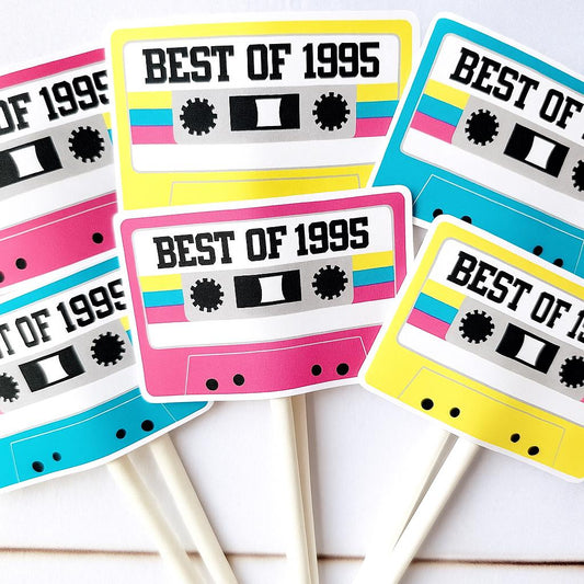 30th Birthday Party Cupcake Toppers - Cassette 30th Birthday Cupcake Toppers Best of 1995 Birthday Vintage 30th Birthday 30th Birthday Party