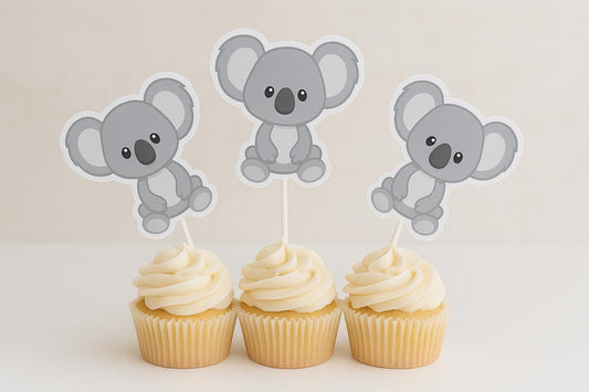 Koala Bear Cupcake Toppers, Koala Bear Cake Toppers, Koala Baby Shower, Koala Cupake Picks, Koala Party Decorations, Koala Birthday Party