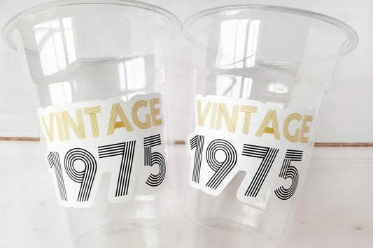 50th PARTY CUPS - 50 and Fabulous 50th Birthday Party 50th Birthday Favors 50th Party Cups 50th Party Decorations 1975 Birthday Party Cups