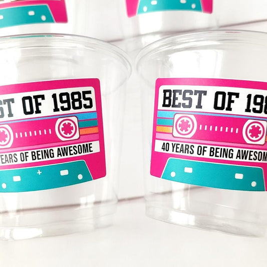 Disposable Pink 40th Party Cups - Best of 1983, 40th Birthday Party 40th Birthday Favors 40th Party Cups 40th Party, 1985 Birthday Party