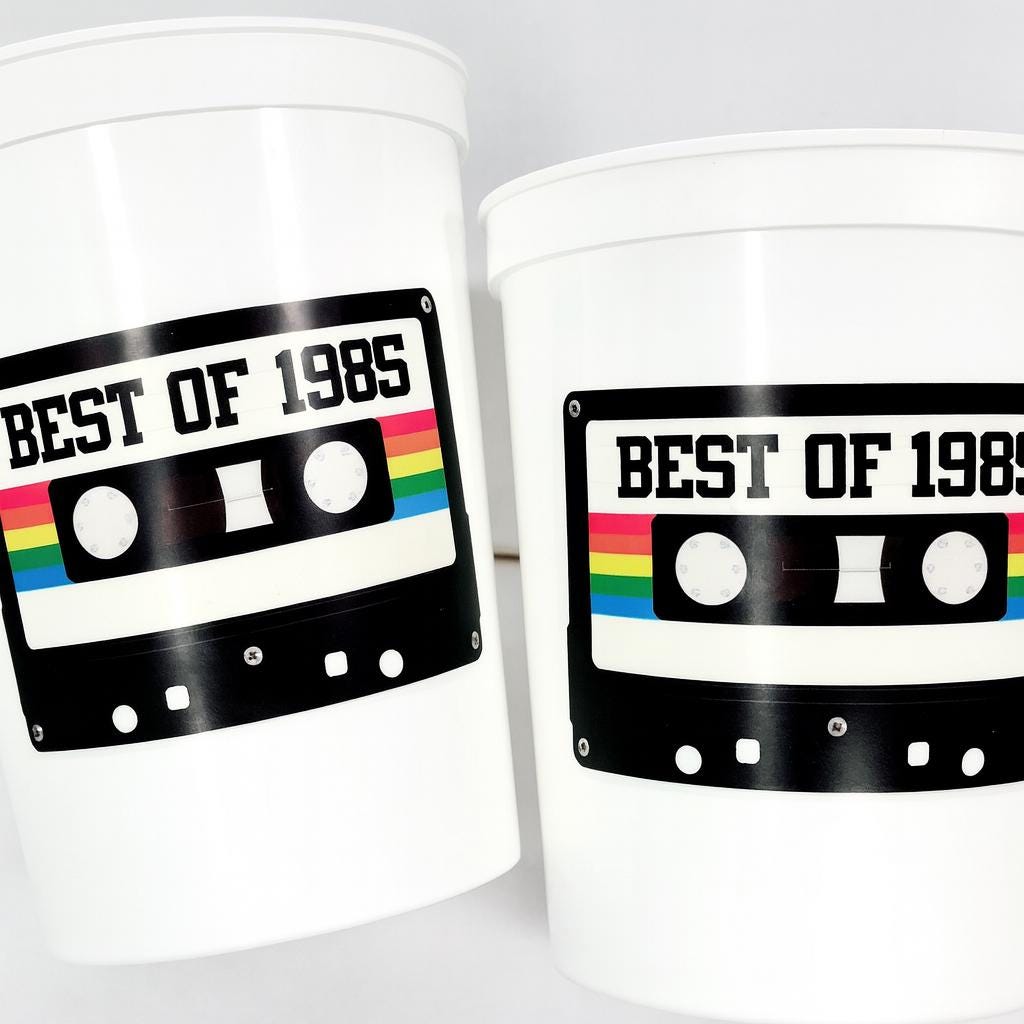 40th PARTY CUPS - Best of 1985 40th Birthday Party 40th Birthday Favors 40th Party Cups 40th Party Decorations 1985 Birthday Party Cups 80s