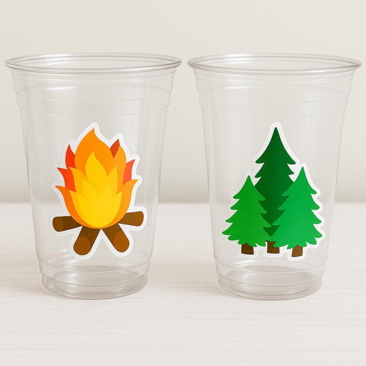 CAMPING PARTY CUPS - Camping Birthday Party Camping Party Decorations, Camping Birthday Supplies Camping Party Supplies Camping Party Favors