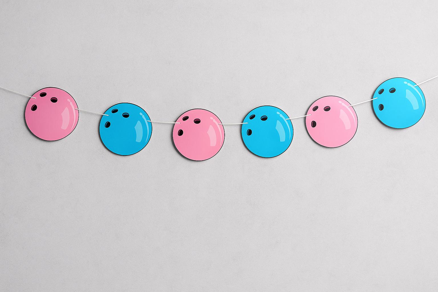 Bowling Garland, Bowling Banner, Bowling Gender Reveal Banner, Bowling Birthday Banner, Pink and Blue Bowling Ball Garland