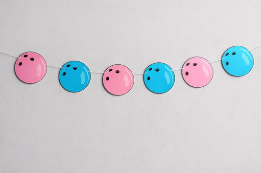 Bowling Garland, Bowling Banner, Bowling Gender Reveal Banner, Bowling Birthday Banner, Pink and Blue Bowling Ball Garland