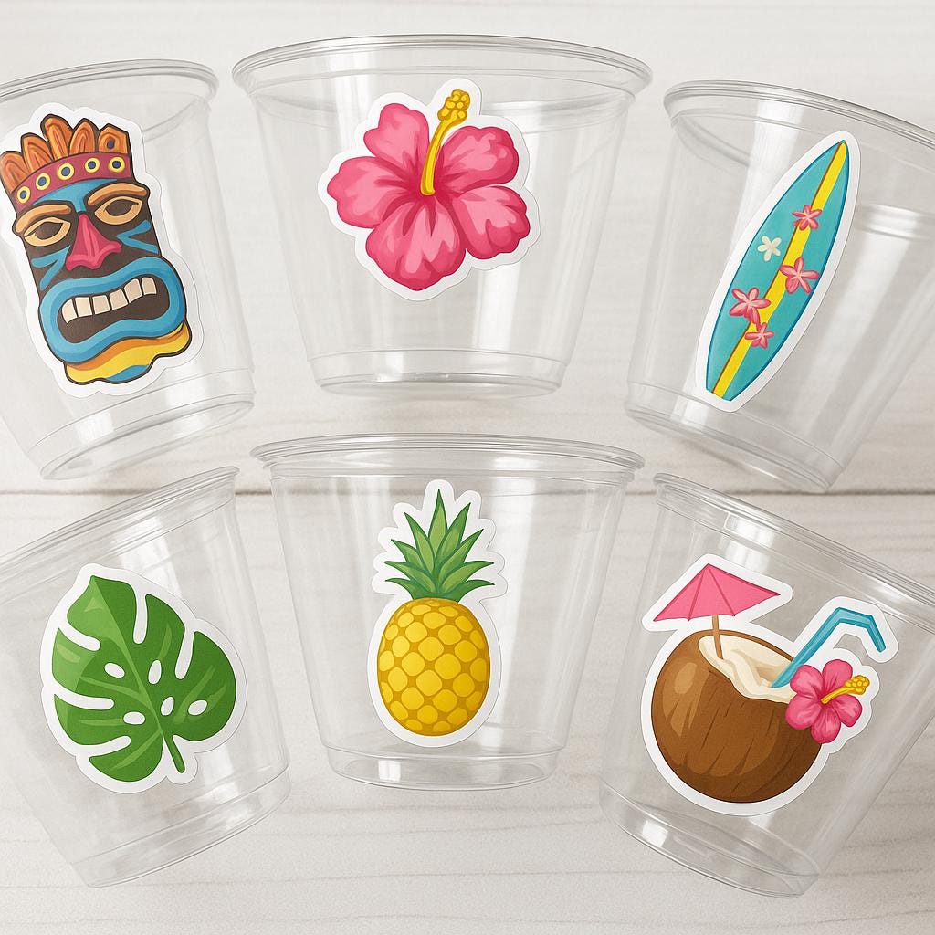 LUAU PARTY CUPS - Aloha Party Cups Luau Party Decoration, Luau Party Supplies Luau Baby Shower Tropical Party Decorations Hawaii Party Luau