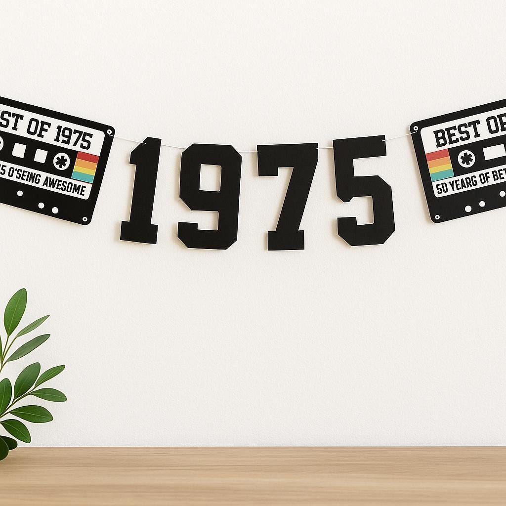 BEST OF 1975 - 50th Birthday Banner 1975 Banner 1975 Party Decorations 50th Party Decorations 50th Party Banner 50 Birthday Party Banner 70s