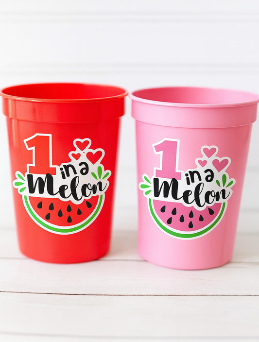 WATERMELON PARTY CUPS - Watermelon Party Favors Watermelon Treat Cups Watermelon Birthday One in a Melon First Birthday 1st Birthday
