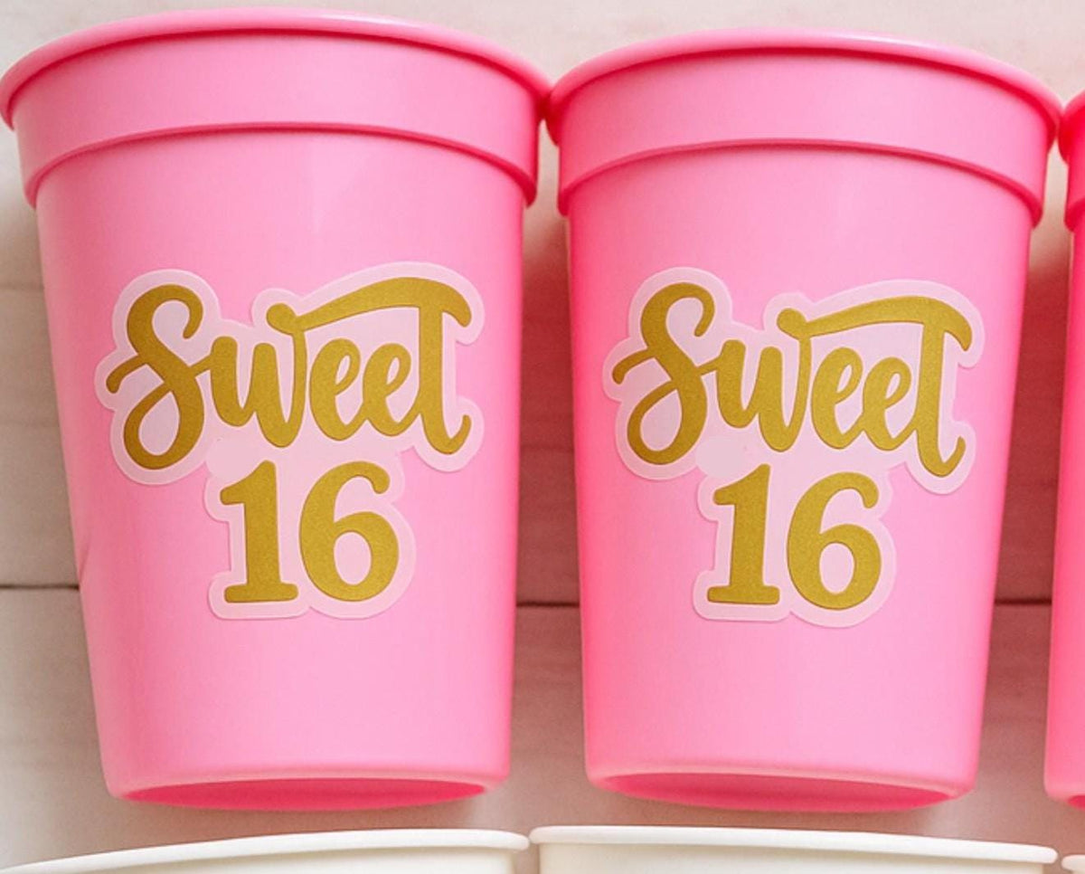 SWEET 16 PARTY Cups - Reuseable Sweet Sixteen Party Cups Sweet 16 Party Cups Sweet 16 Party Favors Sweet 16 Party Favors 16th Birthday Party
