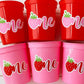 STRAWBERRY PARTY CUPS -Strawberry Birthday Cups Strawberry Cups First Birthday Strawberry Party Decorations Strawberry Berry Sweet One Cups