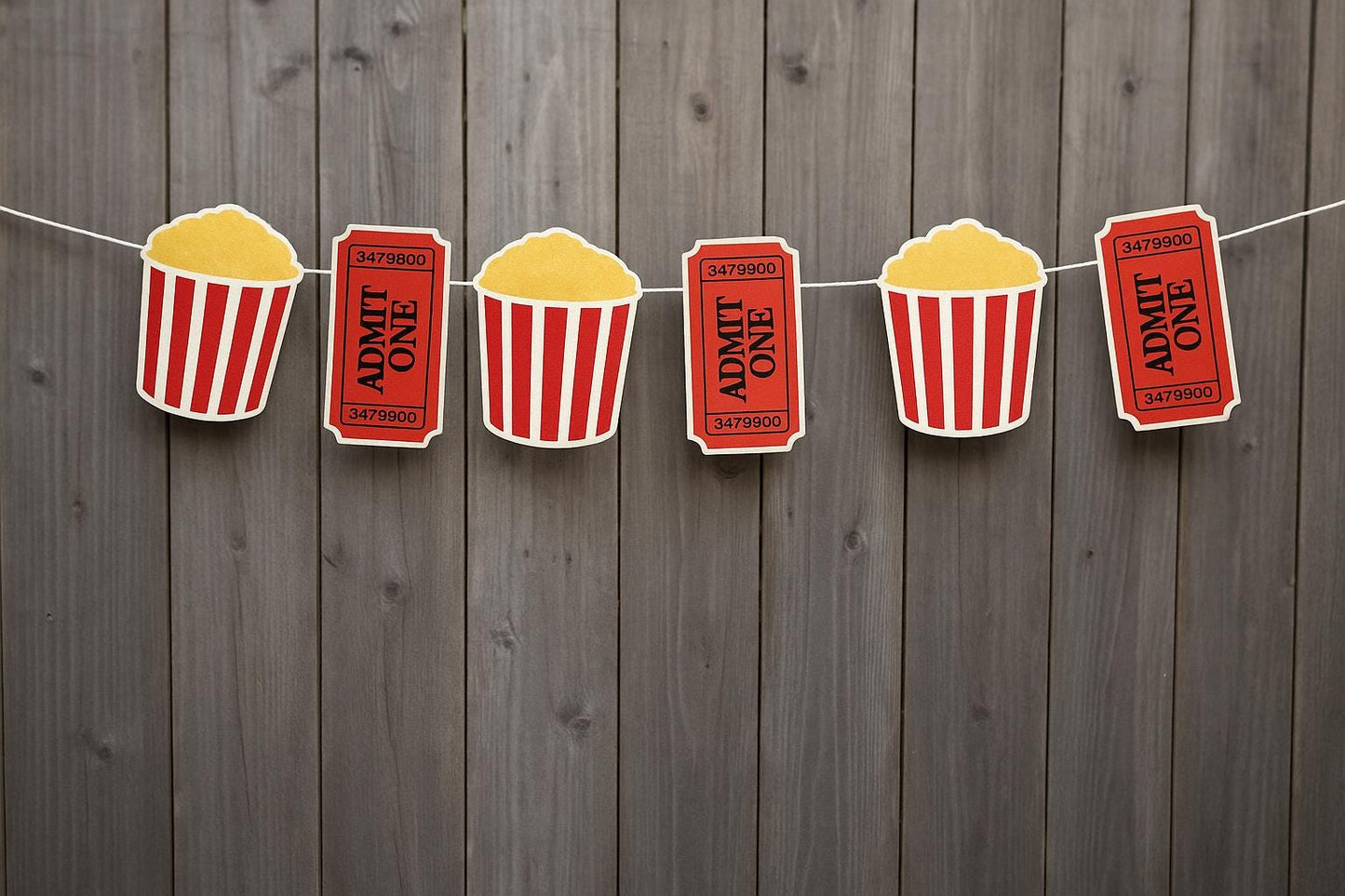 Movie Party Garland, Movie Party Banner, Popcorn and Movie Ticket Garland Banner, Popcorn Garland, Photo Prop