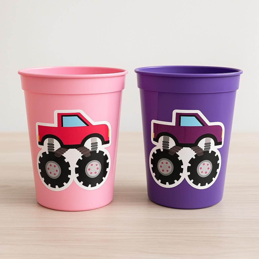 MONSTER TRUCK PARTY Cups - Monster Truck Treat Cups Monster Truck Birthday Monster Truck Party Monster Truck Party Favors, Monster Truck Cup