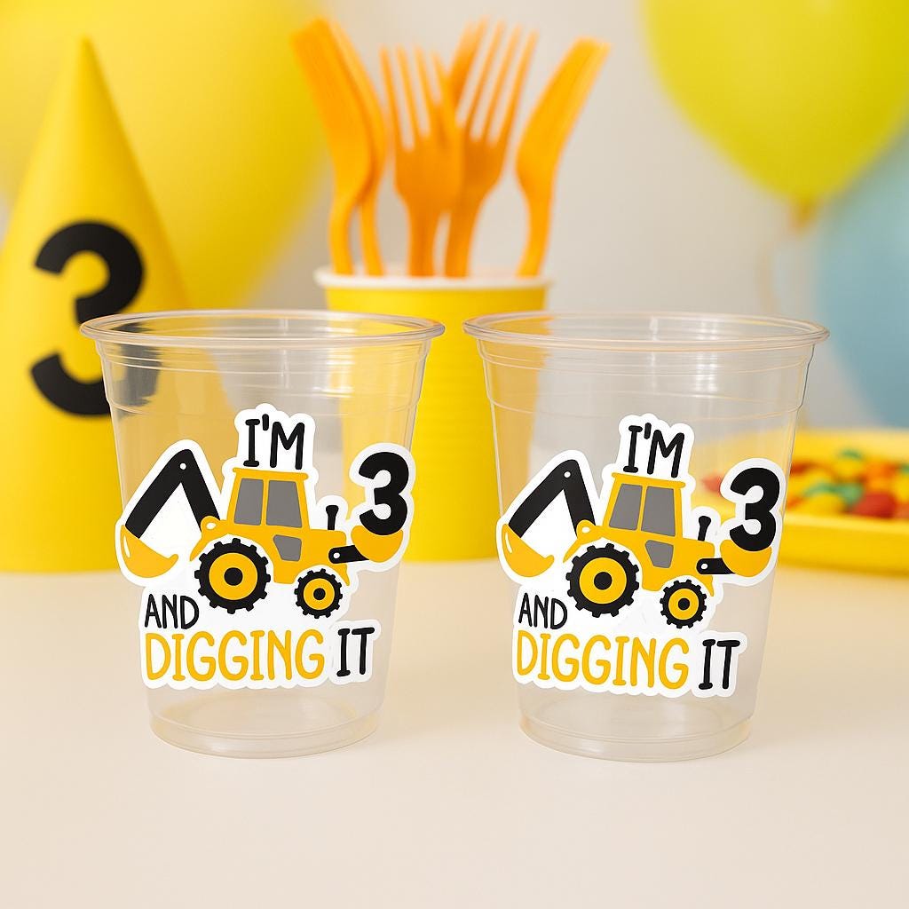 CONSTRUCTION PARTY CUPS - Hard Hat Party Cups Construction Party Cups Construction Birthday Construction Party Construction Decorations
