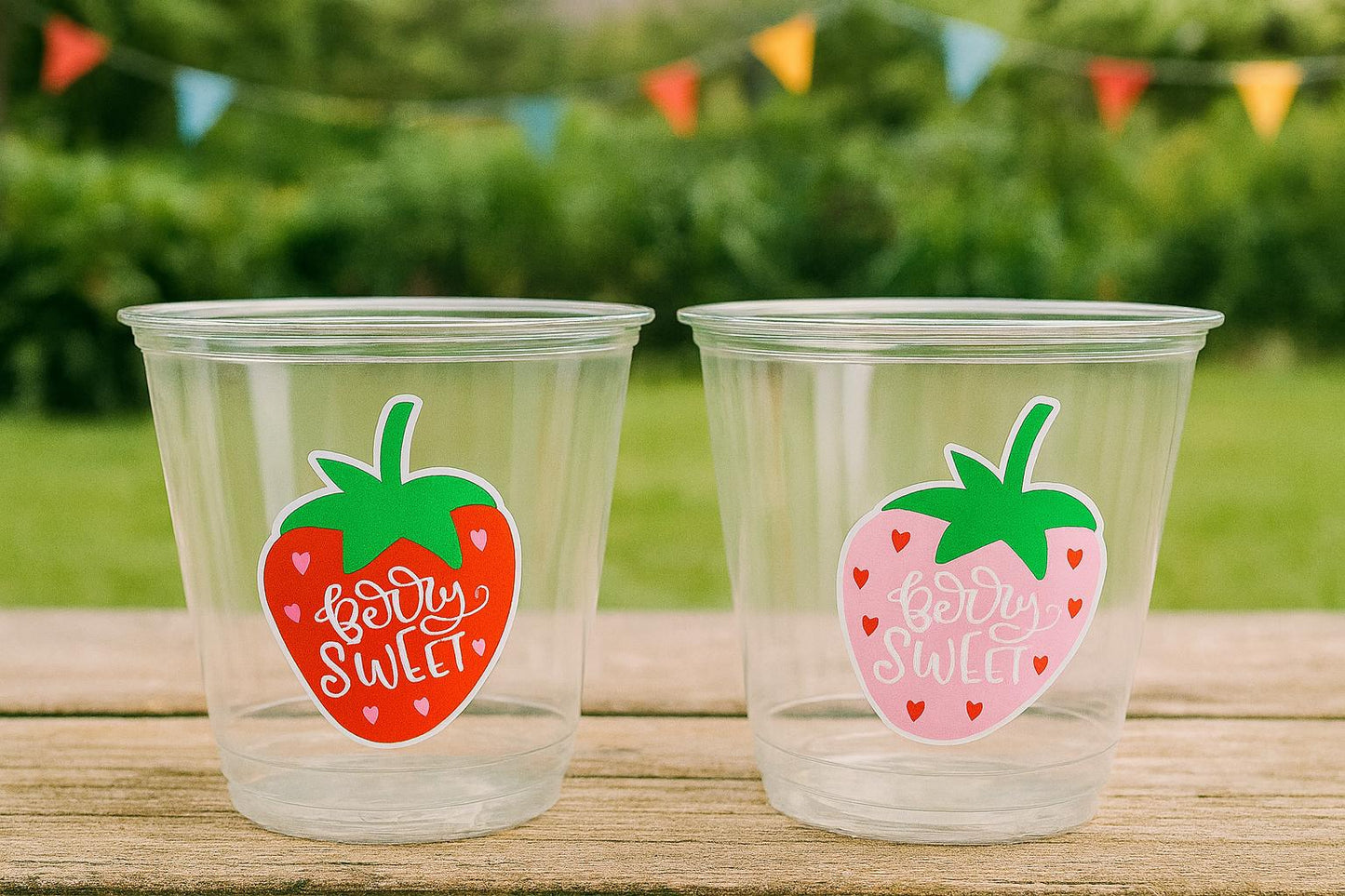 STRAWBERRY PARTY CUPS Strawberry Birthday Cups Strawberry Cup First Birthday Strawberry Party Decorations Strawberry Baby Shower Berry Sweet