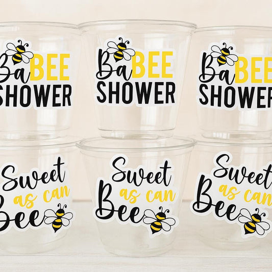BEE PARTY CUPS - Bee Baby Shower Cups BaBee Shower Cups Sweet as can Bee Bumble Bee Party Favors Bee Decorations Bee Party Supplies Favors
