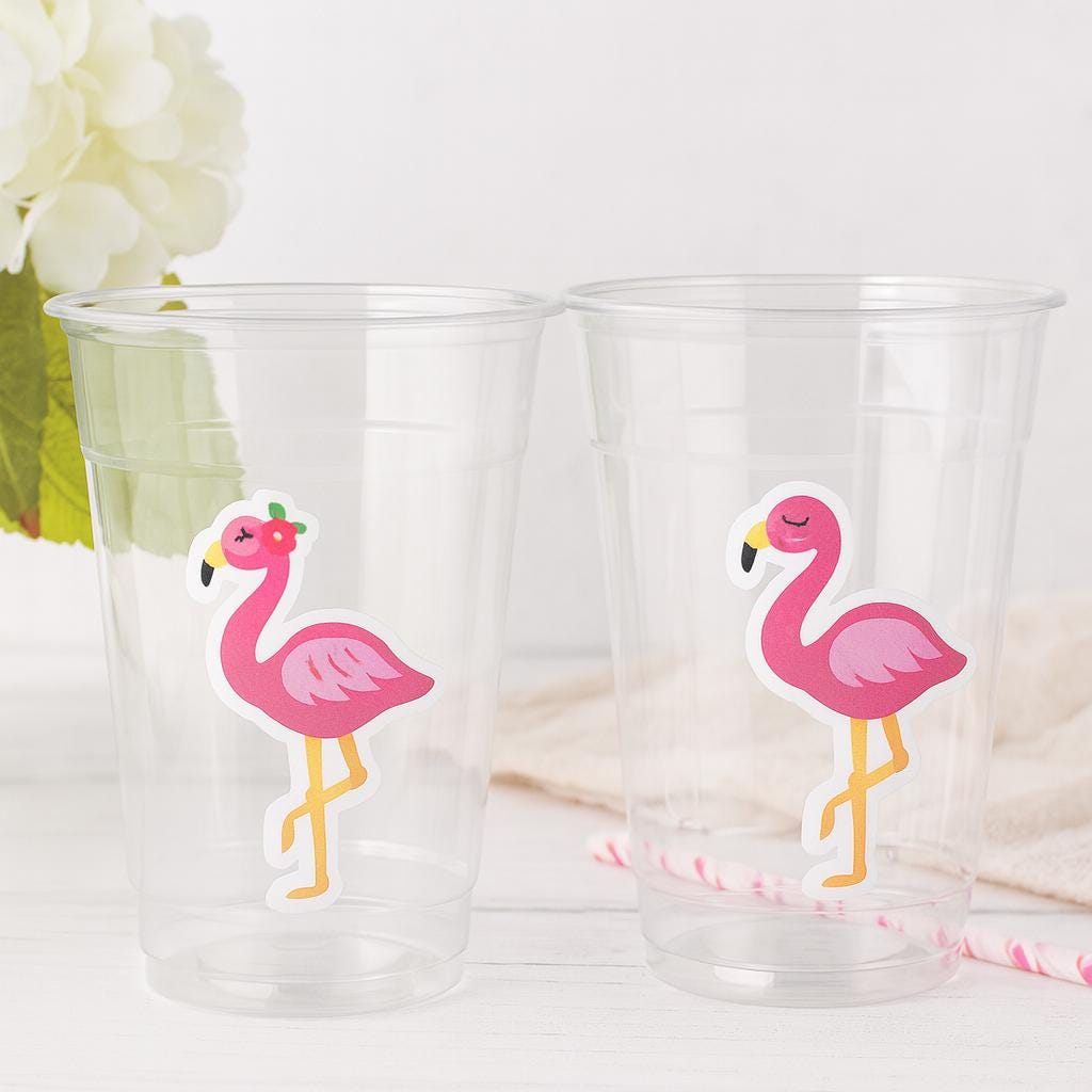 FLAMINGO PARTY CUPS - Flamingo Cups Flamingo Birthday Party Decorations Flaming Baby Shower Flamingo Bachelorette Cups Flamingo Party Favors