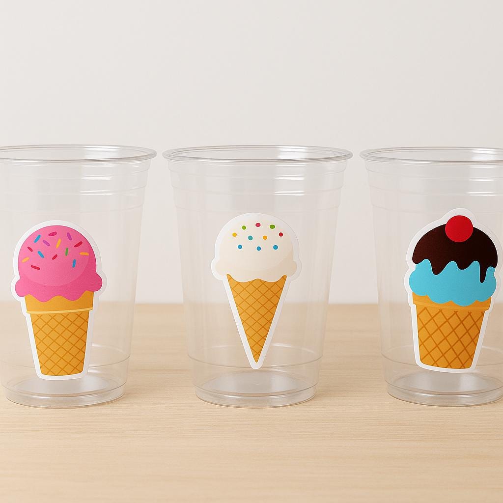 ICE CREAM PARTY Cups - Ice Cream Birthday Ice Cream Party Ice Cream Treat Cups Ice Cream Party Cups Ice Cream Decorations Ice Cream Cups