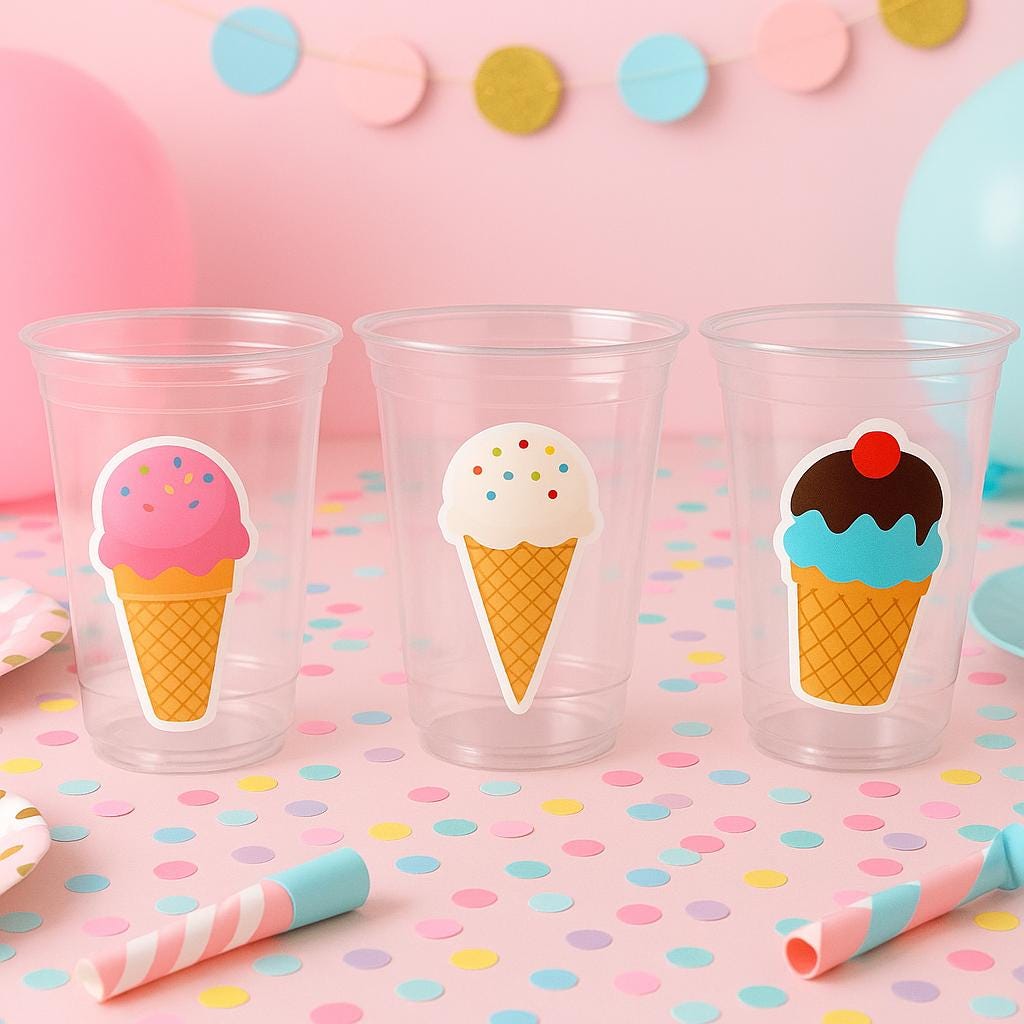 ICE CREAM PARTY Cups - Ice Cream Birthday Ice Cream Party Ice Cream Treat Cups Ice Cream Party Cups Ice Cream Decorations Ice Cream Cups