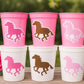 HORSE PARTY CUPS Horse Cups Horse Party Decorations Horse Baby Shower Horse Party Favors Derby Cowgirl Baby Shower Equestrian Party Cups